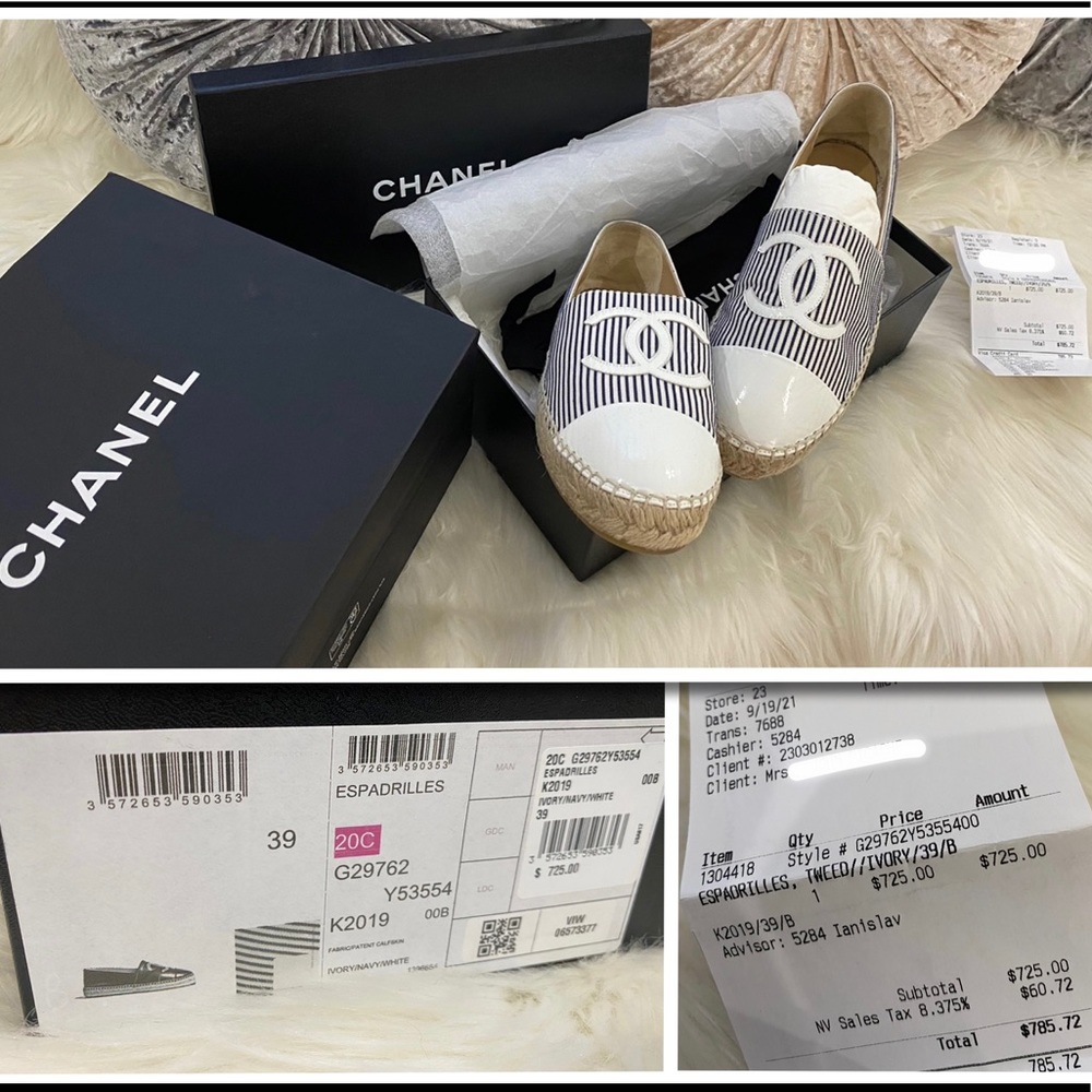 ❗️𝗦𝗢𝗟𝗗❗️BRAND NEW With Receipt CHANEL Espadrilles Ivory Size 39